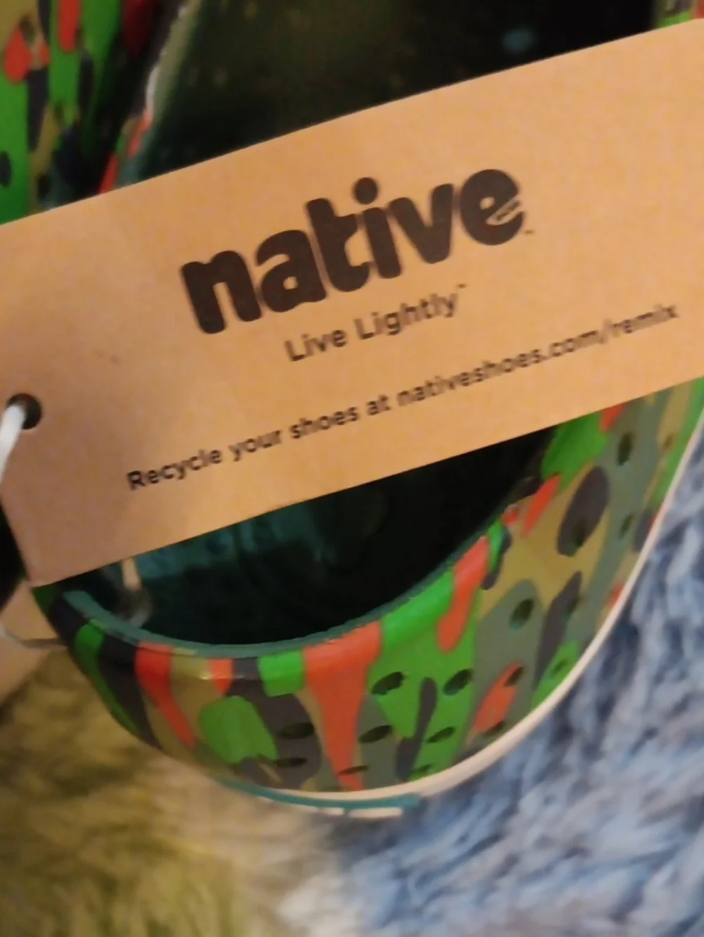 Native Slip-On Camo Water-Friendly Shoes - Green/Orange